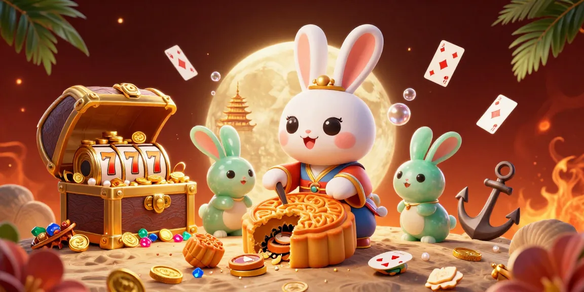 Experience the excitement of AI88BET with a captivating 3D illustration featuring a moon rabbit and slots.