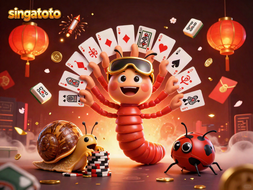 Play thrilling games at singatoto with our unique 3D cartoon illustration of a lively casino scene.
