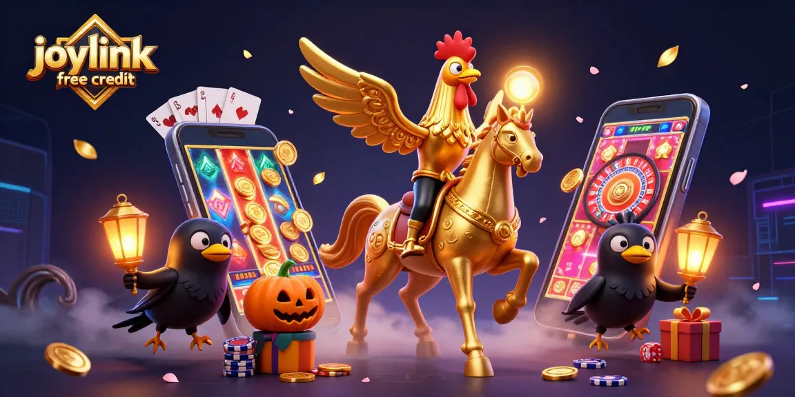 Spin to win with joylink free credit at a magical midnight casino, featuring dynamic gaming elements.