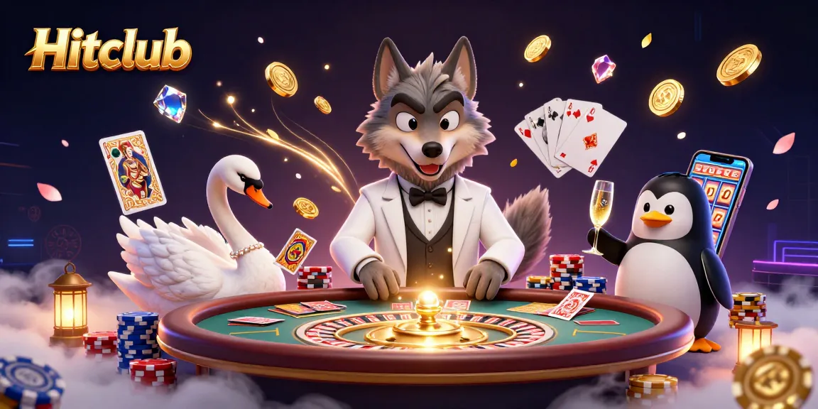Experience exciting wins at Hitclub with a captivating casino scene featuring dynamic characters and games.
