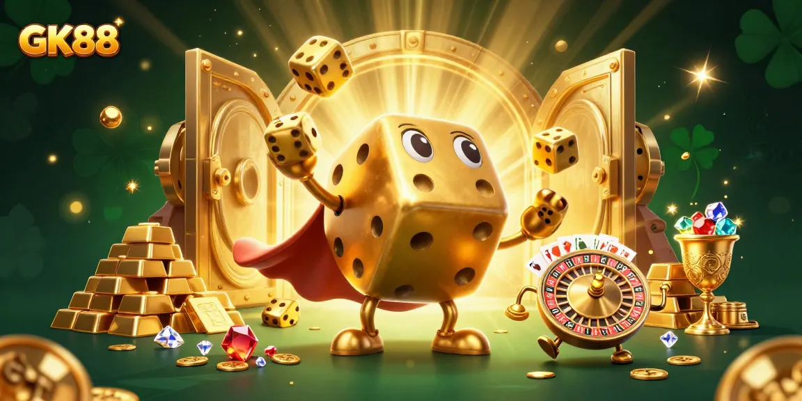 GK88's golden dice golem and friends bring casinos to life in dazzling 3D illustration.