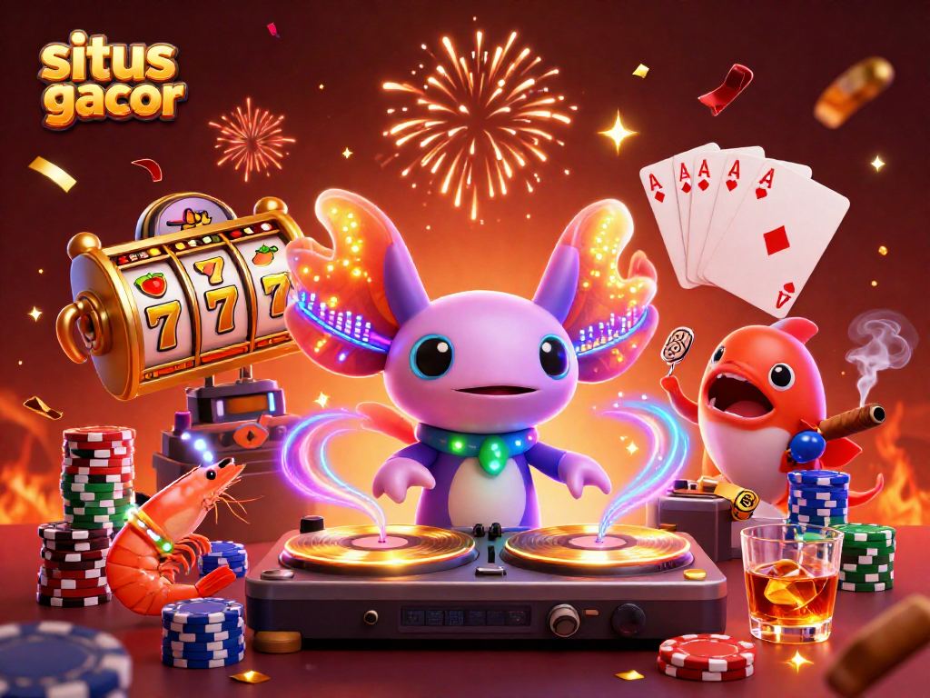 Experience the thrill of situs slot gacor with a vibrant 3D casino scene highlighting excitement and gaming elements.