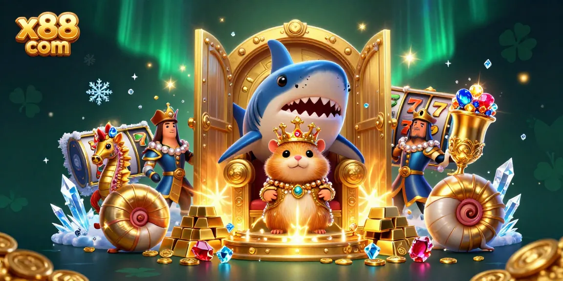 Experience winning strategies with x88 com in this vibrant 3D slot gaming illustration.