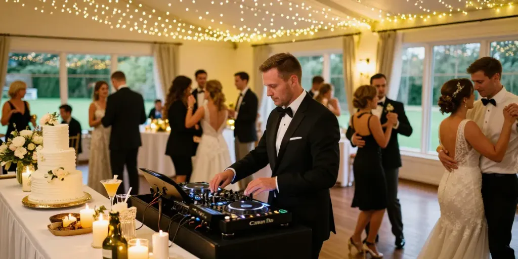 Hochzeit DJ in Berlin Brandenburg mit tanzenden Gästen und eleganter Dekoration