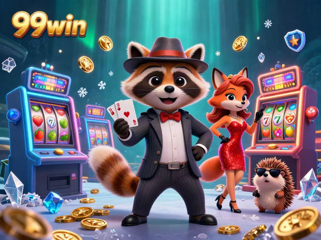 Experience the vibrant, winning atmosphere of 99win’s casino games with captivating characters and slot machines.