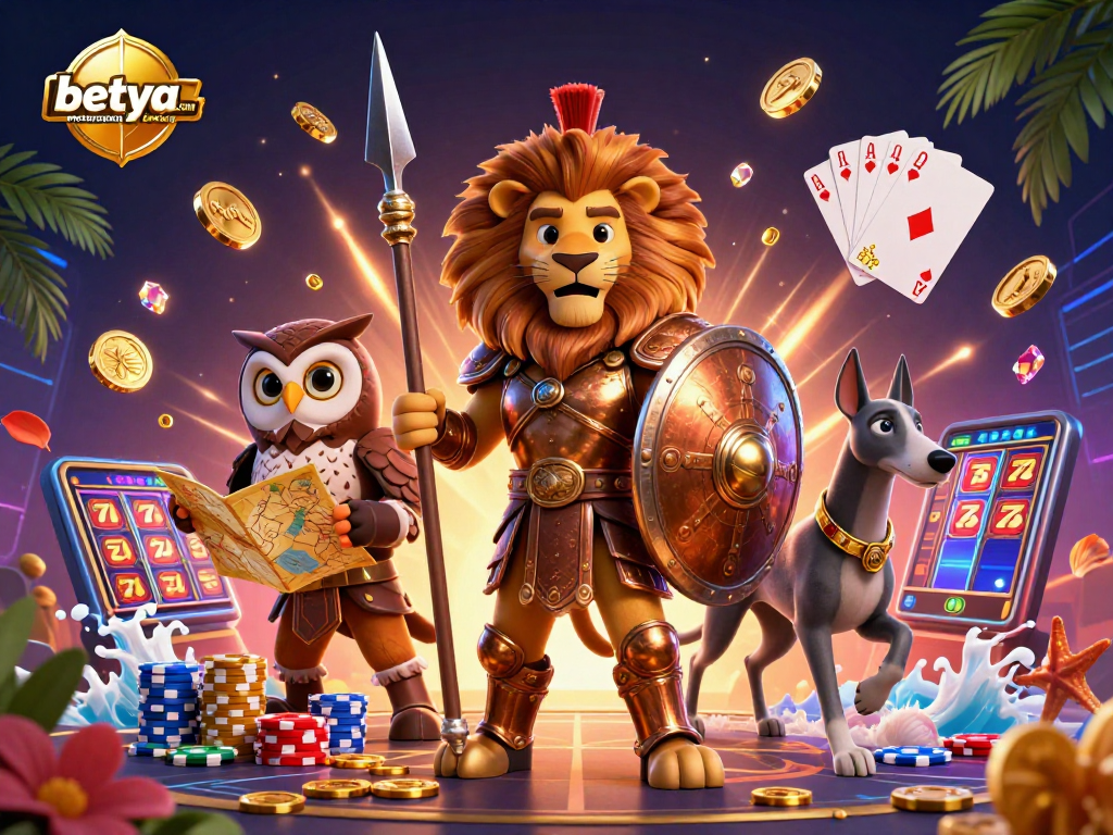 Engage in betya.com motorsport betting with a vibrant 3D scene featuring dynamic characters and enticing gaming elements.