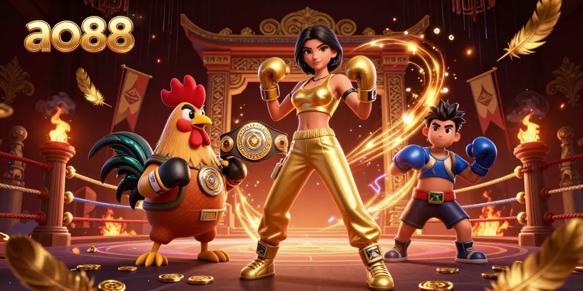 Experience thrilling action at ao88 with a fearless woman and a championship rooster in a dynamic casino showdown.