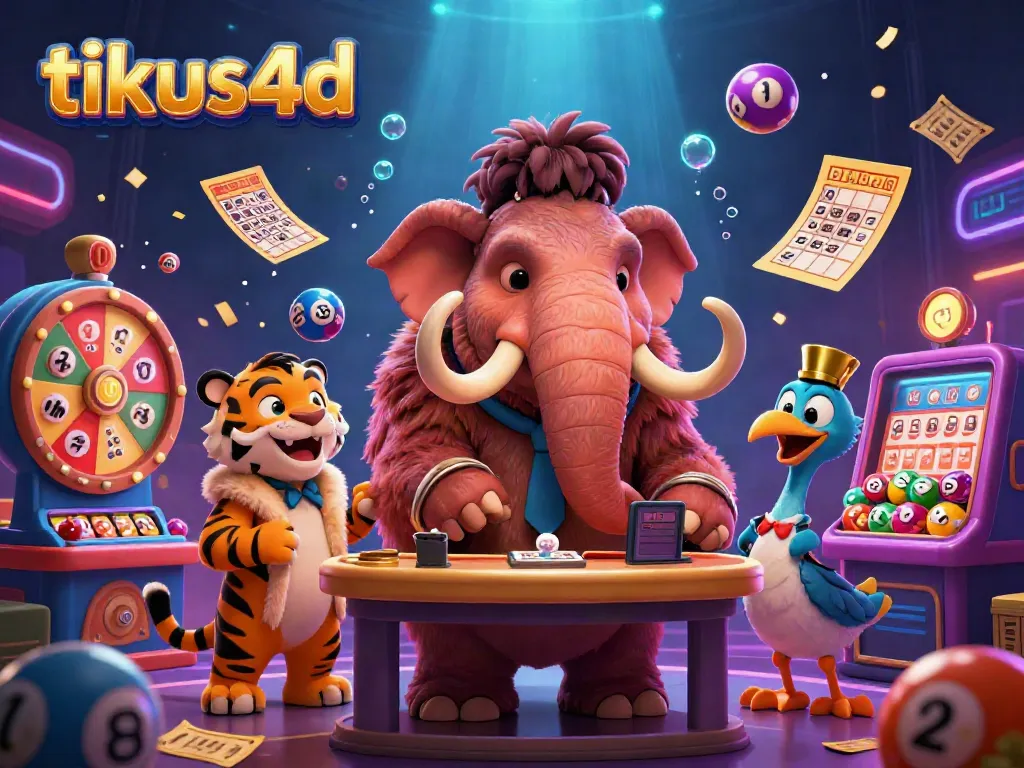 Experience the excitement of tikus4d with vibrant lottery balls and animated casino characters in a dynamic scene.
