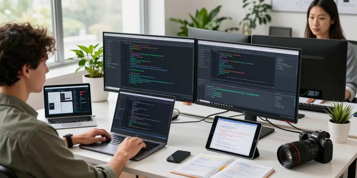 NAGA2000 software development in a collaborative workspace with coding tools and vibrant atmosphere.
