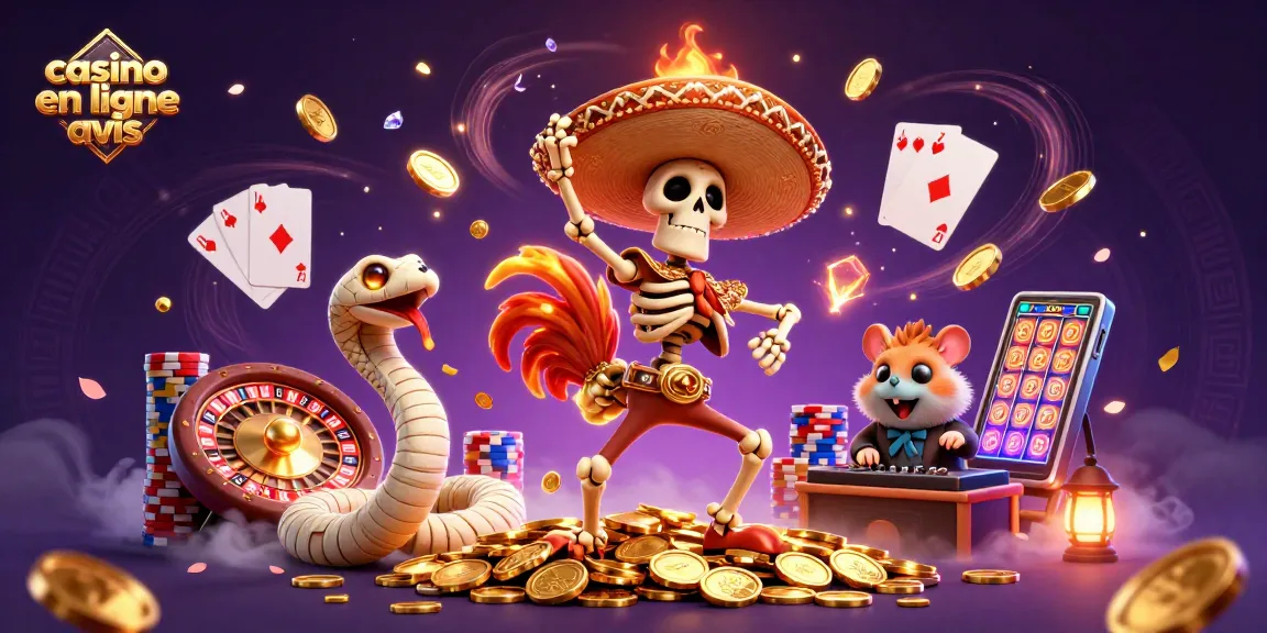 casino en ligne avis : célébrer les gains autour de personnages festifs et des jeux de casino