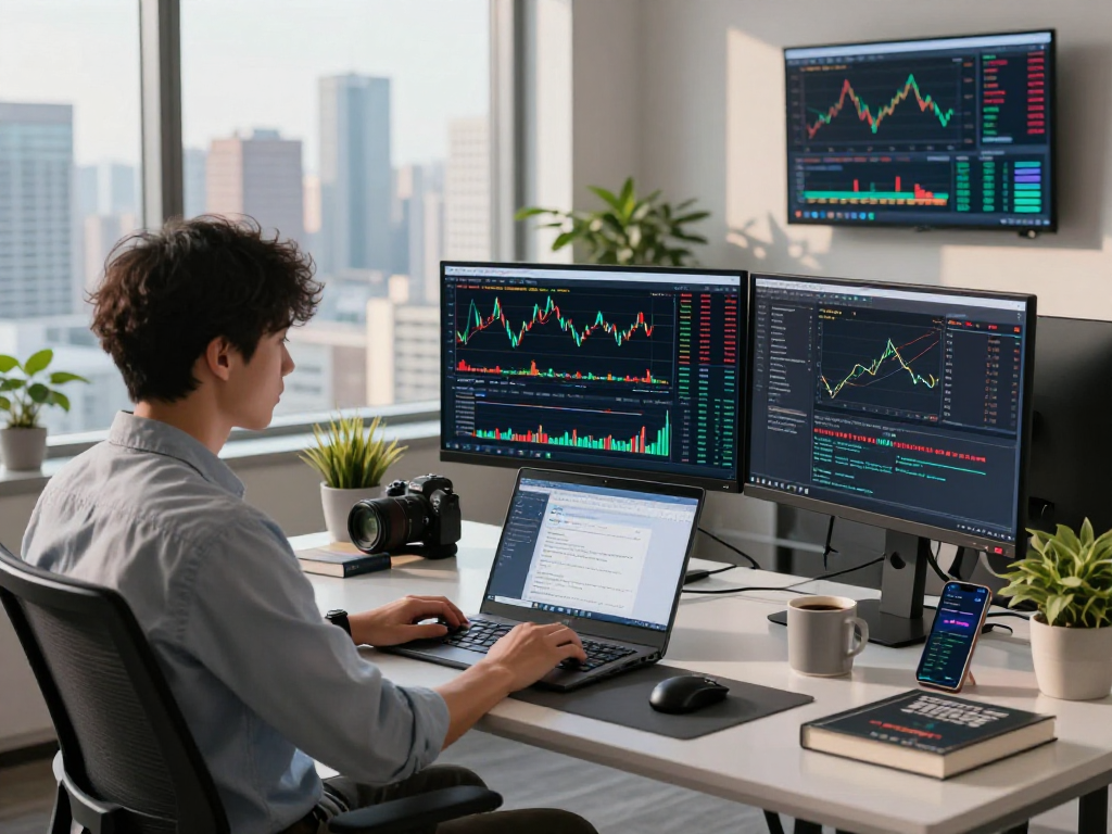 Developer utilizing the 700.HK live quote API in a modern trading workspace with stock charts and analytics.