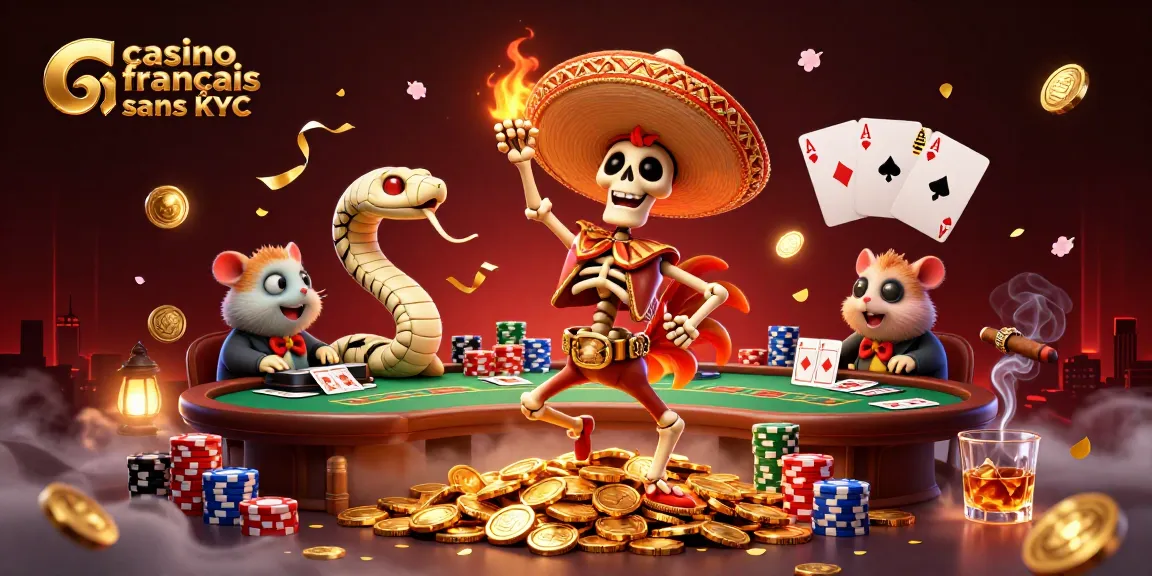 Le casino français sans KYC propose des gains avec une ambiance festive et colorée, illustrée par des personnages dynamiques.