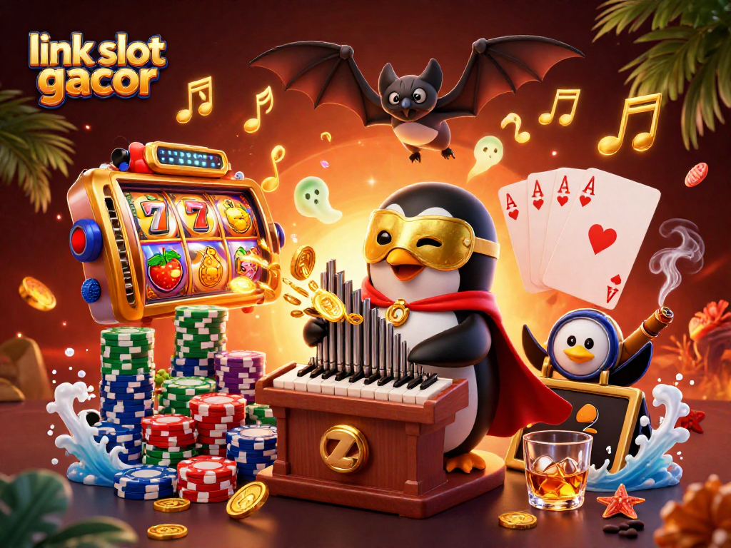 Experience the thrill of winning with link slot gacor as golden coins rain down in this vibrant casino scene.