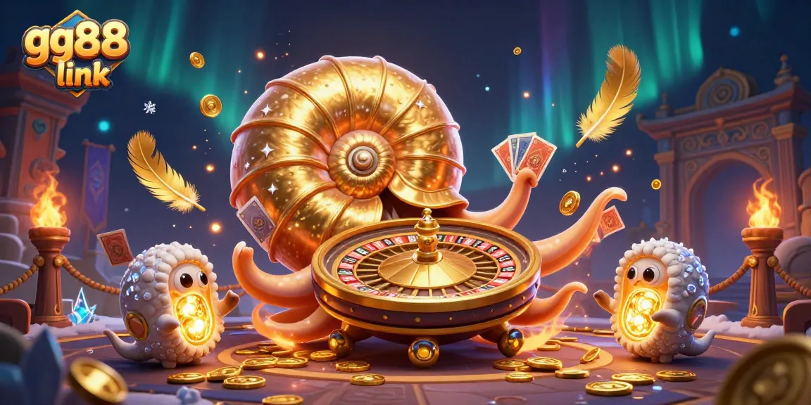 Engage with the gg88 link through an exciting 3D casino illustration, showcasing the roulette wheel and game elements for an immersive experience.