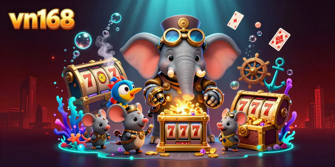 Experience exciting slot games at vn168 with vibrant 3D characters and dynamic casino elements.