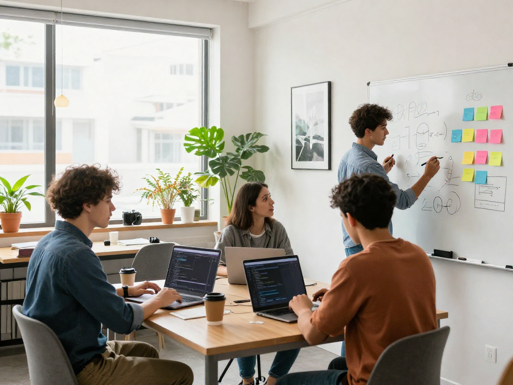 Motchill meeting in a co-working space showcasing teamwork and innovation.