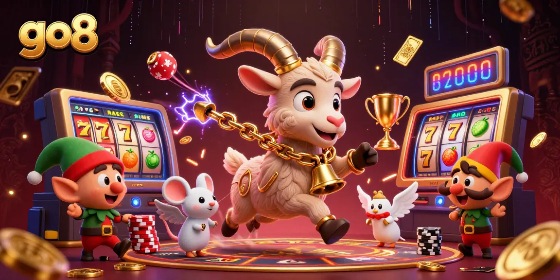 Catch the thrill with go8's vibrant 3D casino scene featuring festive characters in action.