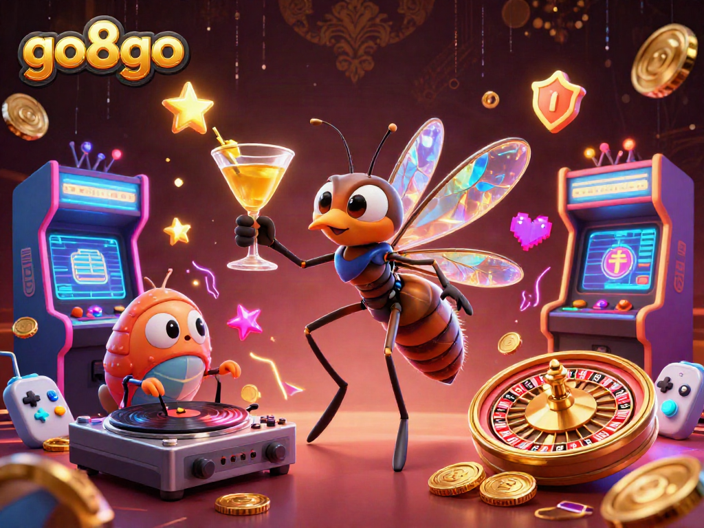 Experience thrilling gaming adventures with go8go's vibrant casino mascot and dynamic characters.