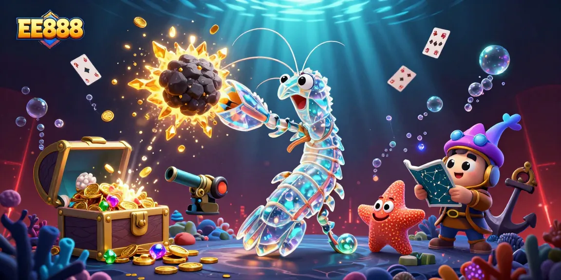 Experience thrilling gaming with EE888, featuring vibrant characters, jewels, and dynamic casino elements.