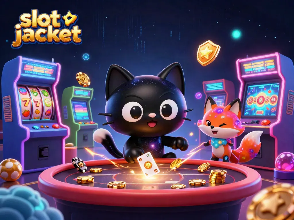 Experience the slot jackpot excitement with vibrant characters at Cosmic Casino, featuring animated slot reels and colorful game elements.