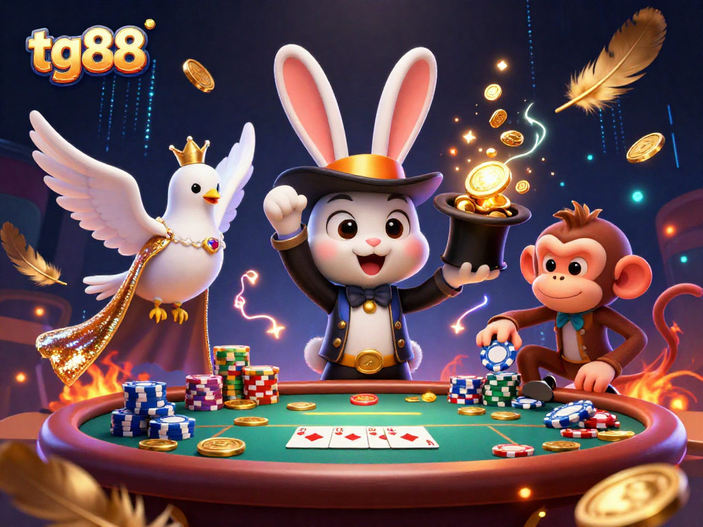 Engage with excitement at tg88 as magical characters attract winnings with poker chips.