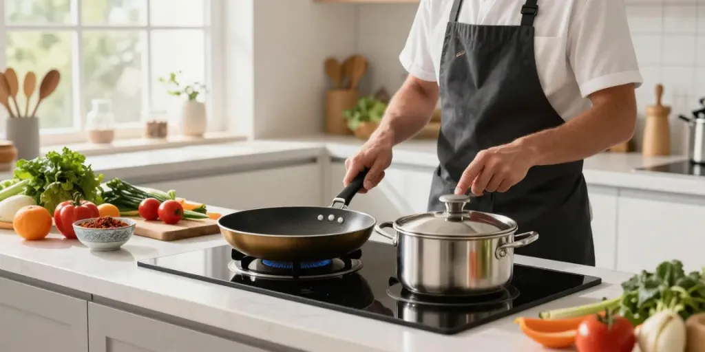 CookWare Price in Bangladesh showcased in a vibrant kitchen scene with various cookware pieces and fresh ingredients.