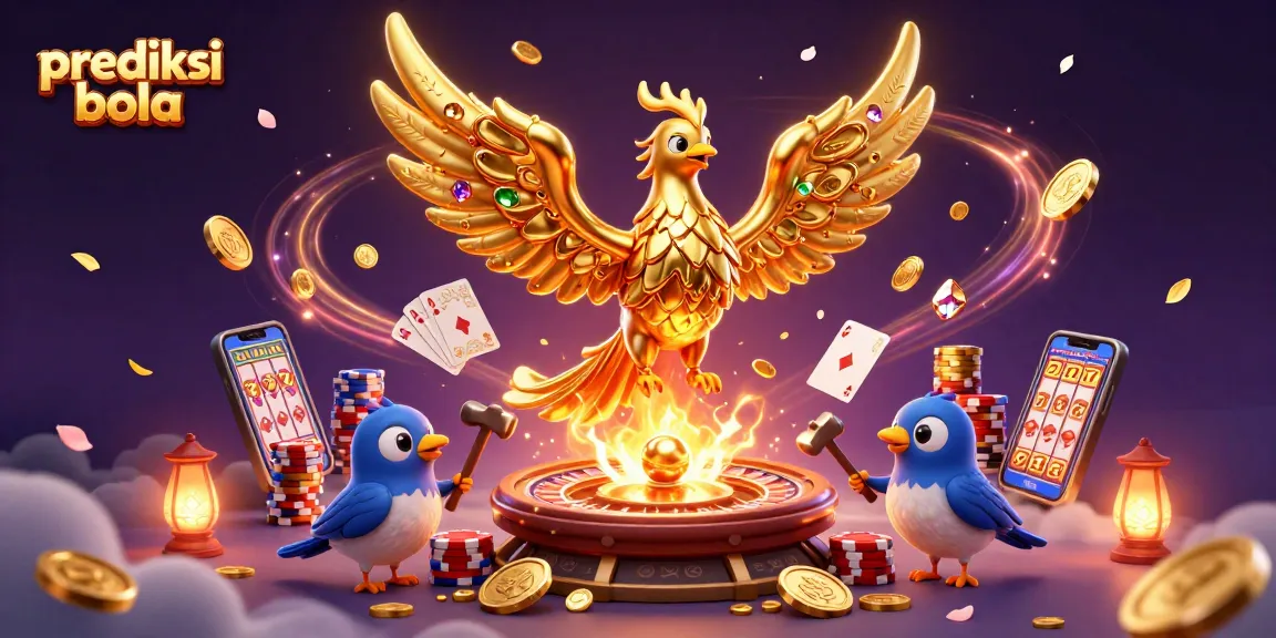 Experience thrilling prediksi bola action with a dynamic phoenix and casino elements in vibrant 3D.