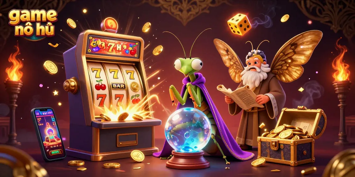 Engage in the thrilling game nổ hũ with vibrant slot machine action and captivating characters.