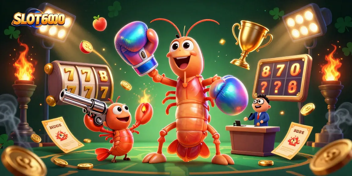 SLOT6000 players enjoy vibrant slot games in a dynamic casino-themed 3D illustration.