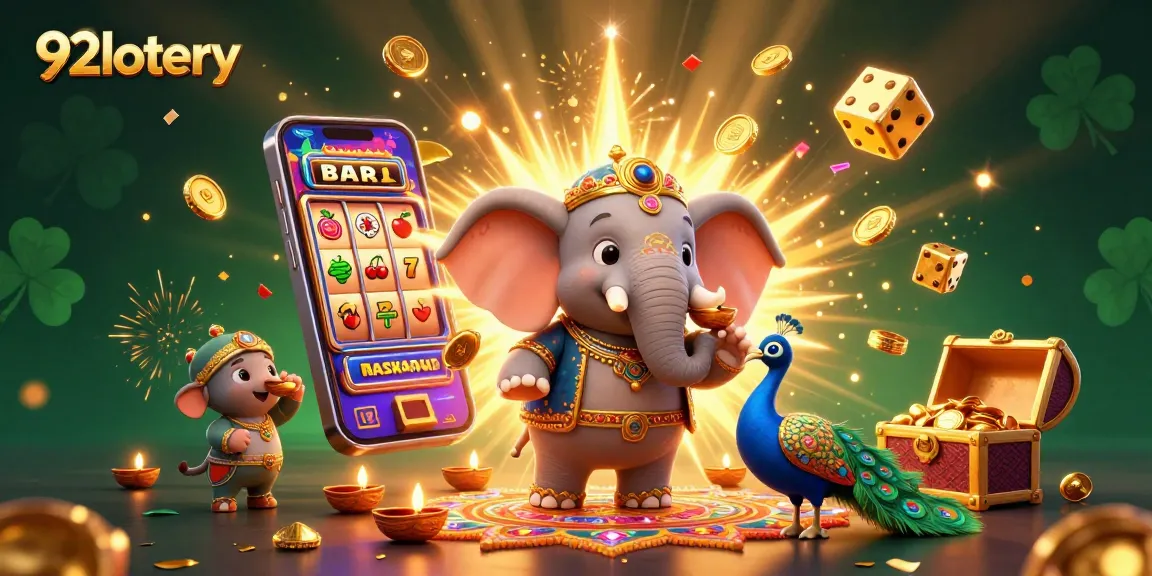 Experience thrilling 92lottery action with a vibrant jackpot explosion and festive characters.