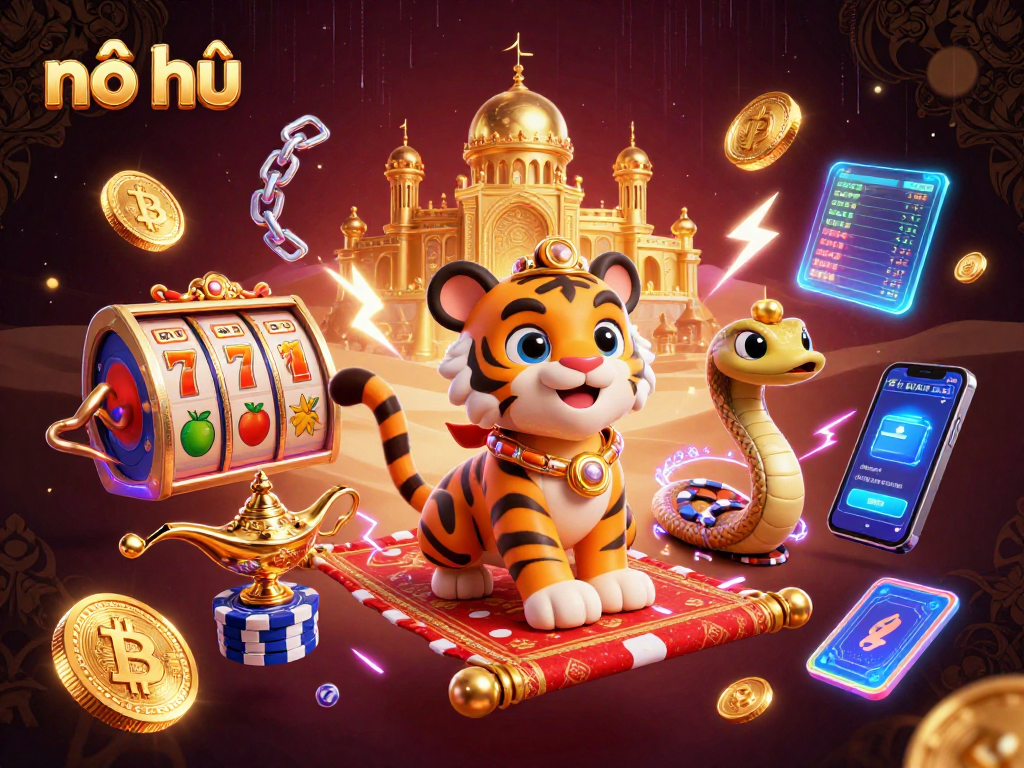 Engage in nổ hũ gaming with vibrant characters and dynamic elements in an enticing casino scene.