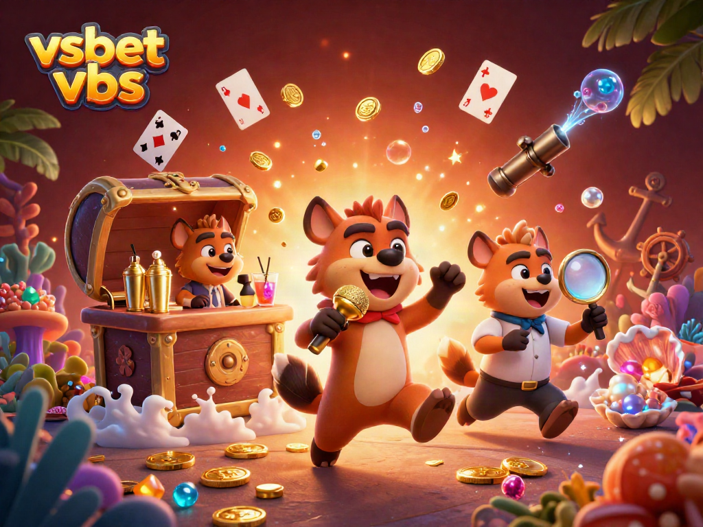 Experience the vibrant excitement of vsbet vbs with cartoon hyenas enjoying a dynamic casino atmosphere.