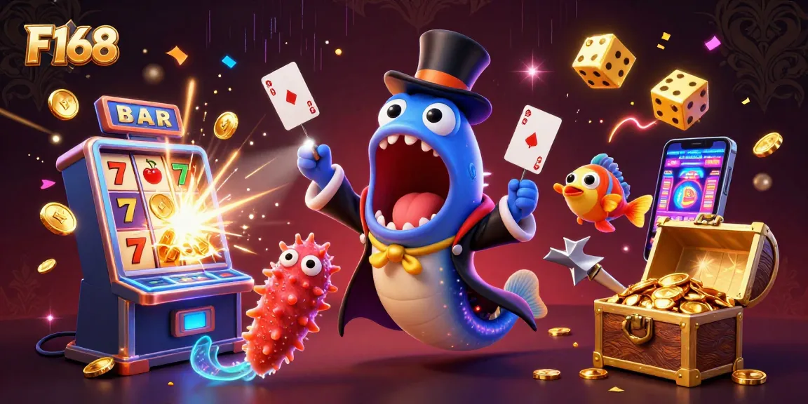 F168 showcases an engaging deep-sea magic act with vibrant casino elements enhancing player excitement.