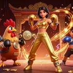Experience thrilling action at ao88 with a fearless woman and a championship rooster in a dynamic casino showdown.