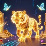 Joacă jocuri poker casino într-un peisaj digital captivant, cu tigri de lumină și comori strălucitoare.