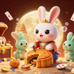 Experience the excitement of AI88BET with a captivating 3D illustration featuring a moon rabbit and slots.