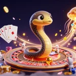 MIG8 players enjoying bets on a cosmic roulette wheel with vibrant casino elements.