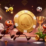 Jouez à des jeux poker en ligne avec un groupe d'insectes illustrés dans une scène dynamique de casino.