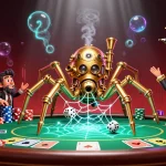 Expérimentez le casino en ligne le plus payant en captivant une scène dynamique avec une araignée steampunk.