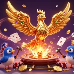 Experience thrilling prediksi bola action with a dynamic phoenix and casino elements in vibrant 3D.