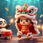 Engage in thrilling gameplay at blue88a with colorful 3D characters celebrating a vibrant casino theme.