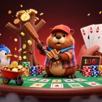 Jouer sur un casino en ligne sans KYC avec des personnages animés illustrant une ambiance festive et des éléments de poker.