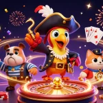 Plongez dans le monde des jeux avec casino en ligne légal argent réel, où le pirate, le bulldog et le chat naviguent parmi les pièces d'or et les jetons colorés.