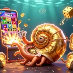 Image dynamique illustrant le meilleur site de paris sportifs avec un nautile géant et des éléments de casino.