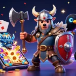 Visualisez les meilleurs sites de paris sportifs avec un guerrier viking et un dragon au milieu des jeux d'argent.