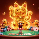 Découvrez l'univers du casino en ligne le plus payant avec un chat chanceux animé dans une scène colorée.