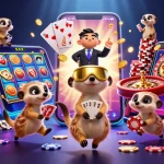 Experience winning moments at c168's animated casino with meerkats, slot spins, and vibrant games.