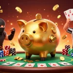 Jouer au casino français sans KYC avec une scène dynamique de personnages de casino animés et des éléments de jeu.