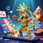 Lancez des jeux à travers l'application casino, avec un prêtre jaguar et un oiseau quetzal dans un décor riche.
