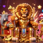 Win big with siempreeslunes: 3D lion king and friends in a vibrant casino environment.